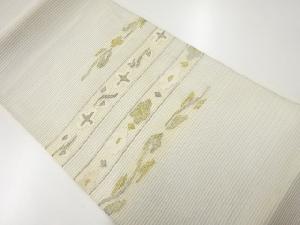 アンティーク　絽横段に花模様織出し袋帯（材料）